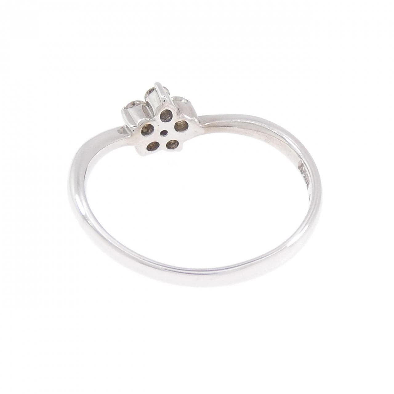 K14WG フラワー ダイヤモンド リング 0.16CT
