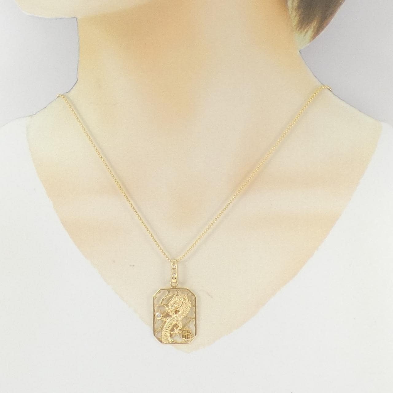 K18YG ドラゴン ダイヤモンド ネックレス 0.08CT