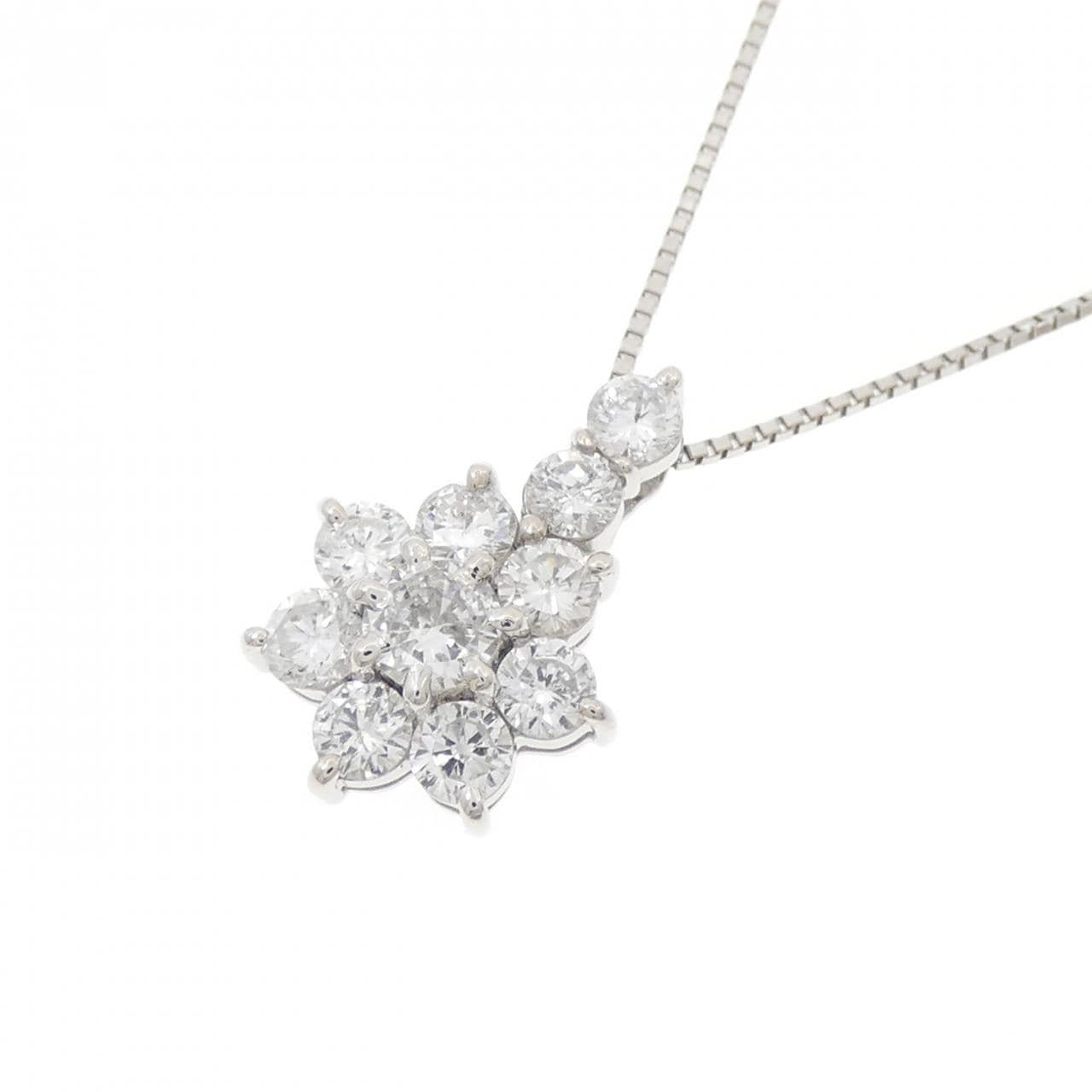 PT900/PT850 フラワー ダイヤモンド ネックレス 1.01CT