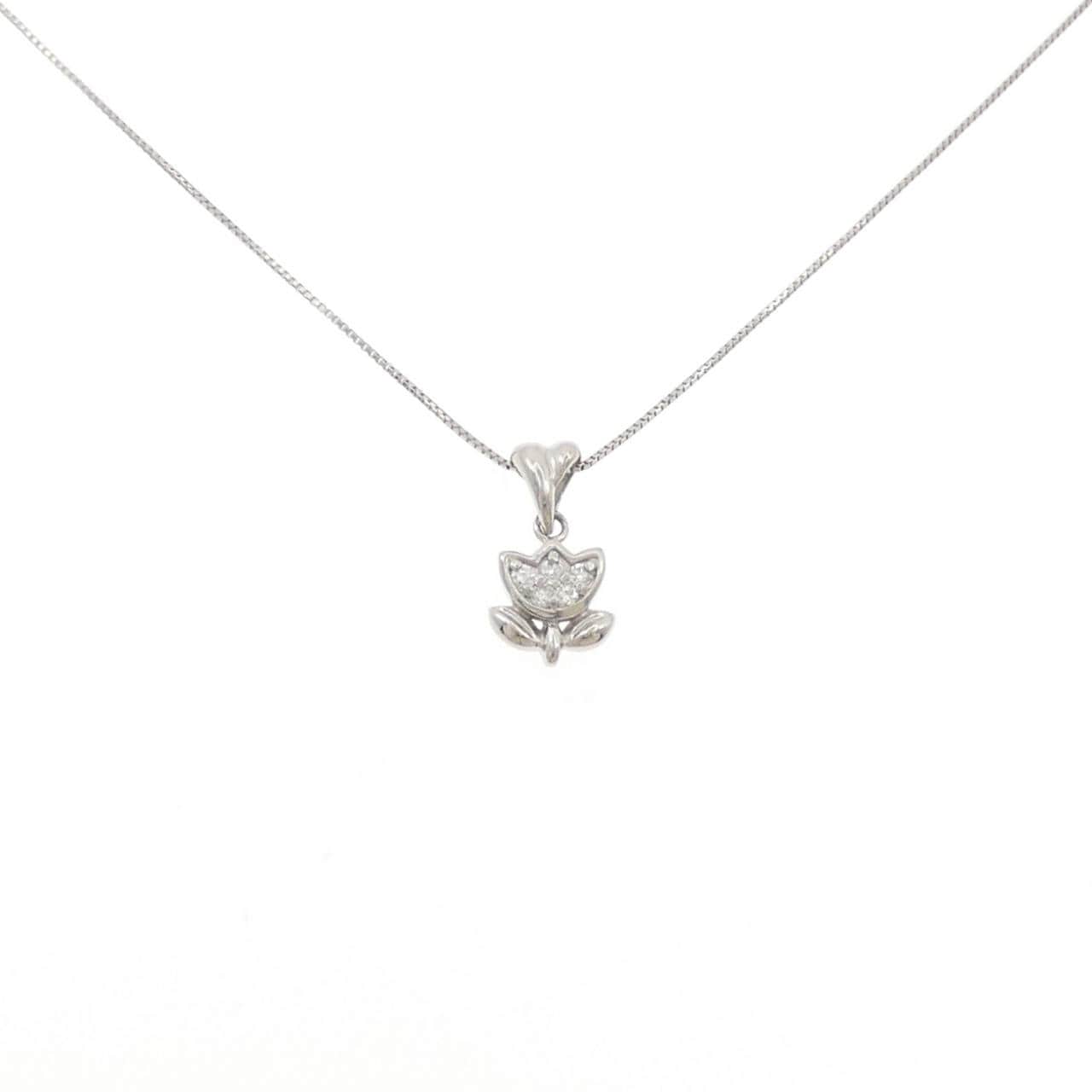 PT900/PT850 チューリップ ダイヤモンド ネックレス 0.07CT