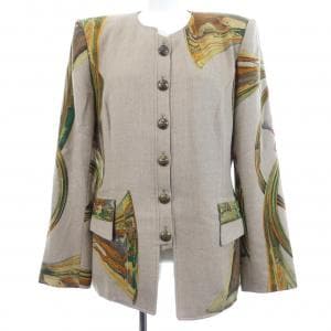 【ヴィンテージ】エルメス HERMES ホルンボタン ノーカラージャケット