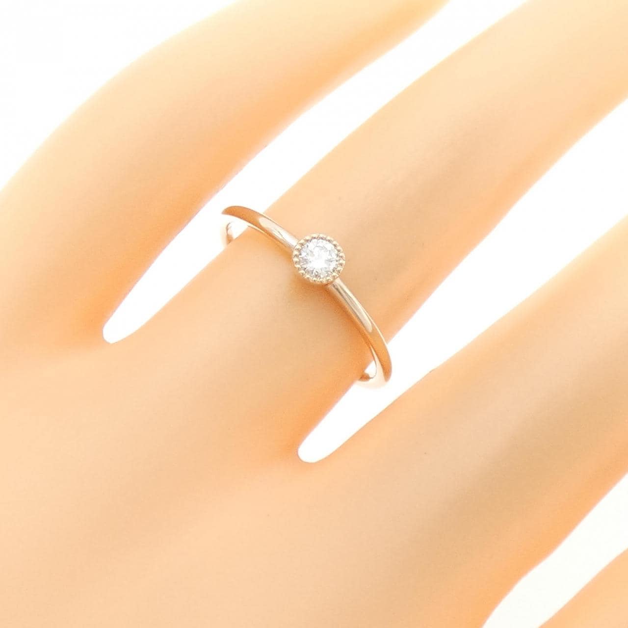 K18PG ソリティア ダイヤモンド リング 0.100CT