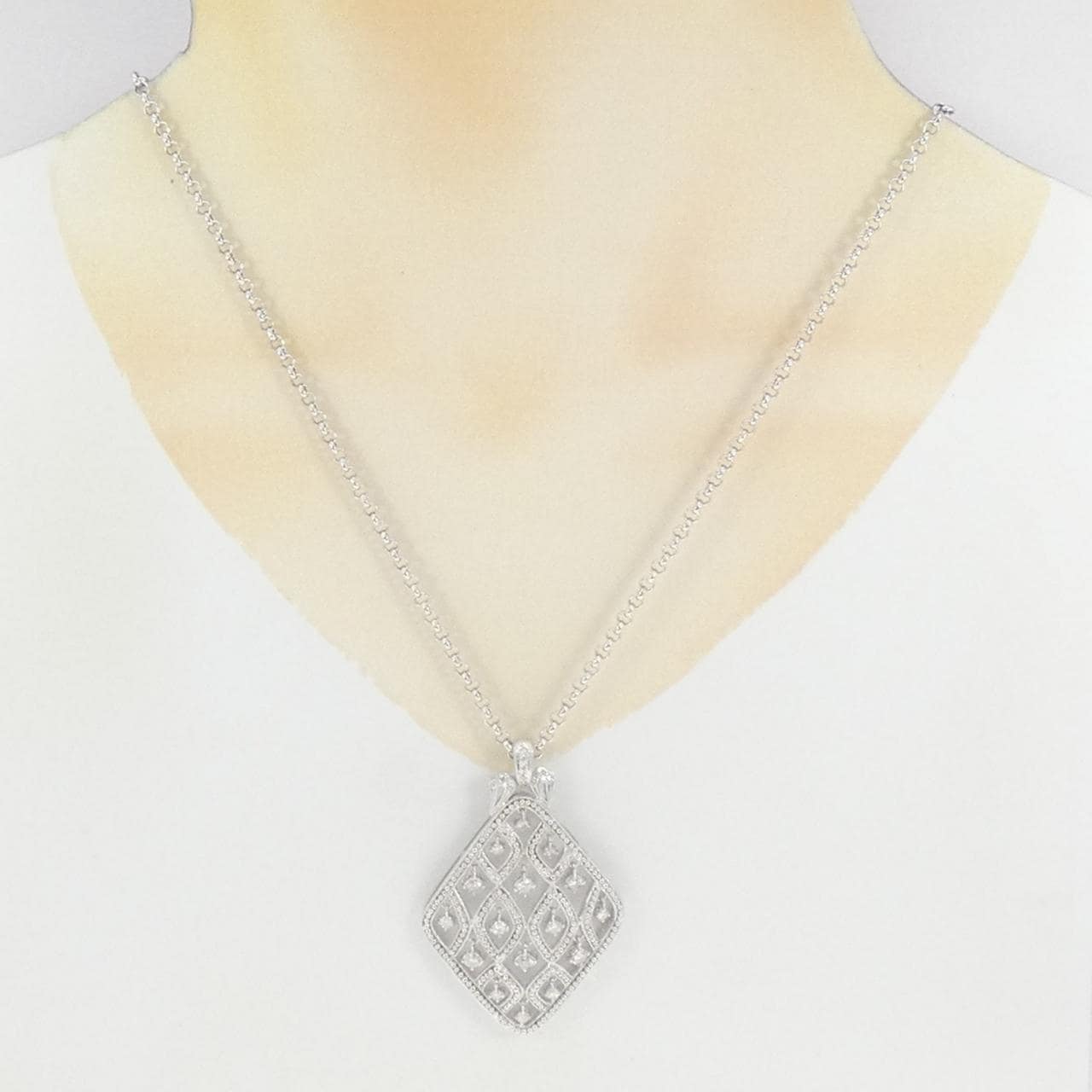 K18WG/750WG ダイヤモンド ネックレス 1.12CT