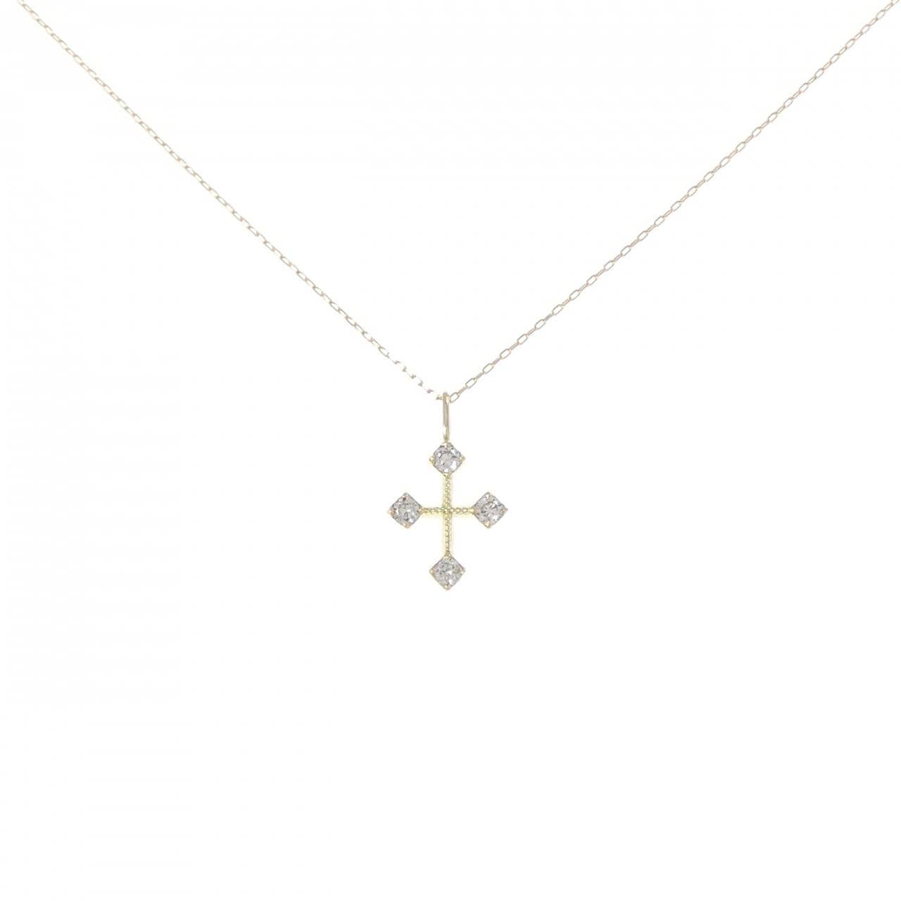 K18YG クロス ダイヤモンド ネックレス 0.10CT