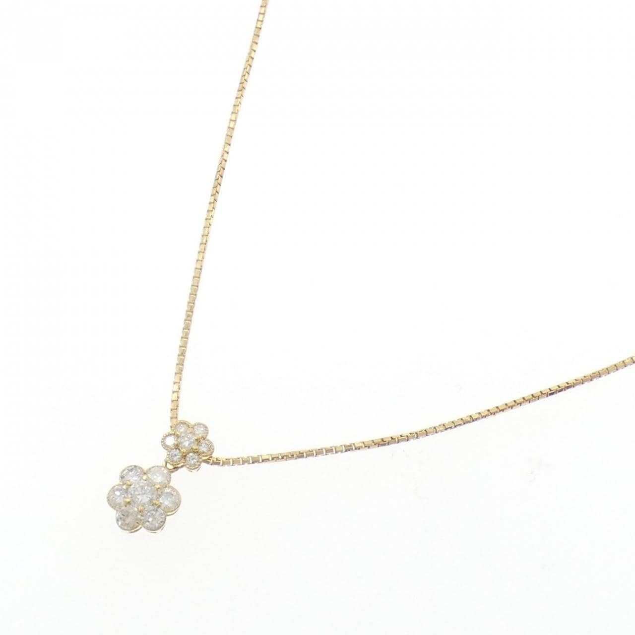 K18YG フラワー ダイヤモンド ネックレス 0.6CT