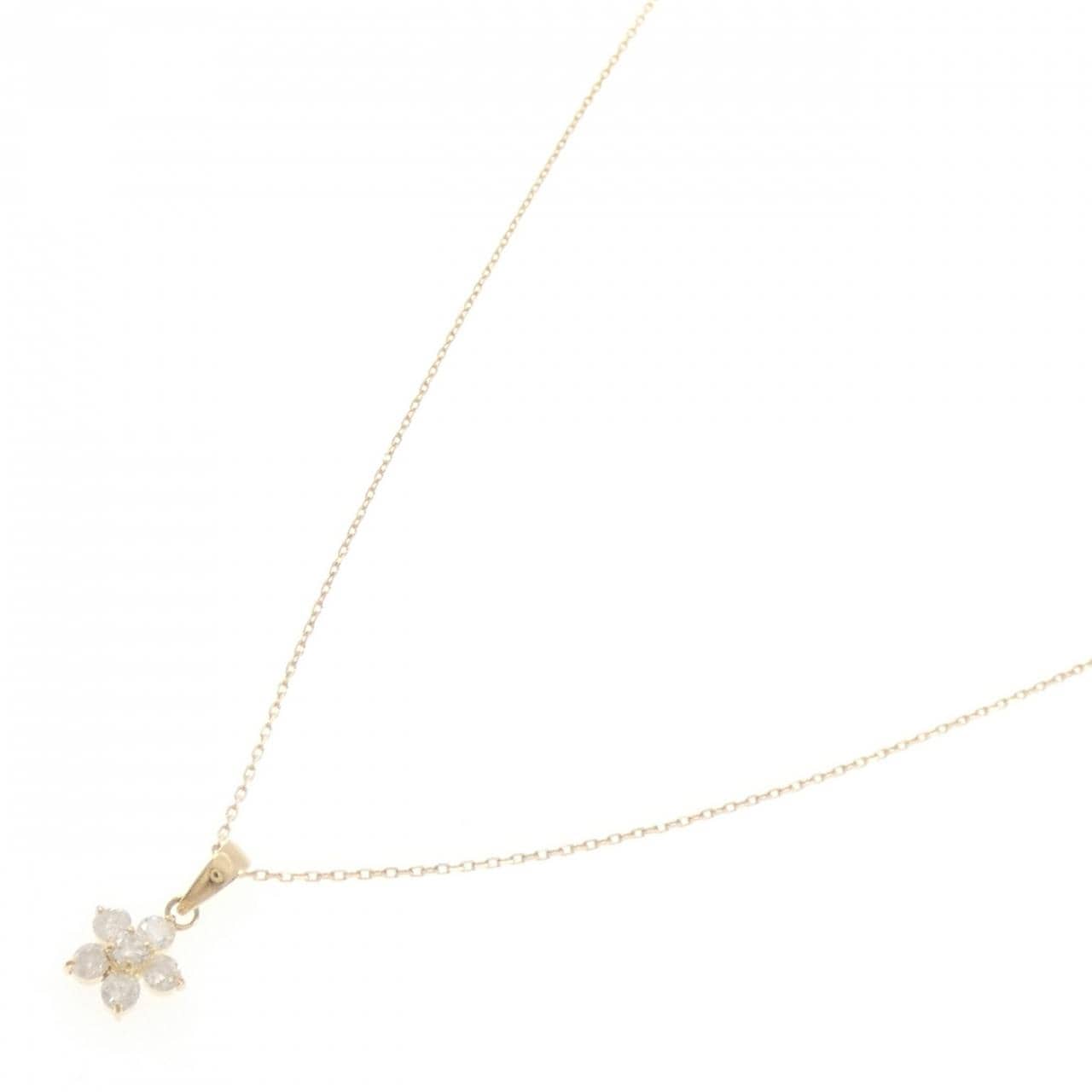 K18YG フラワー ダイヤモンド ネックレス 0.3CT