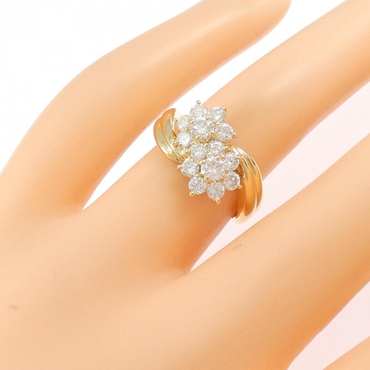 K18YG フラワー ダイヤモンド リング 1.00CT