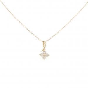 K10YG フラワー ダイヤモンド ネックレス 0.1CT