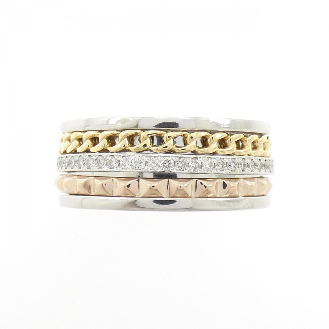 K18YG/PT950/K18PG ダイヤモンド リング 0.28CT