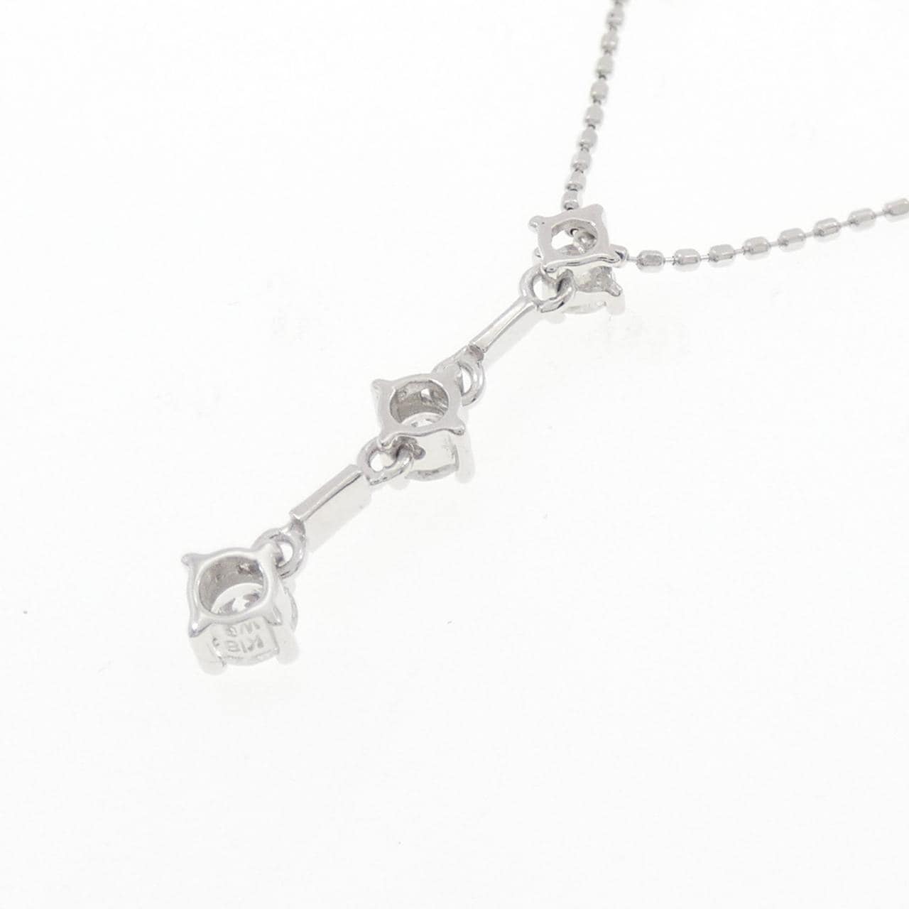 K18WG スリーストーン ダイヤモンド ネックレス 0.3CT