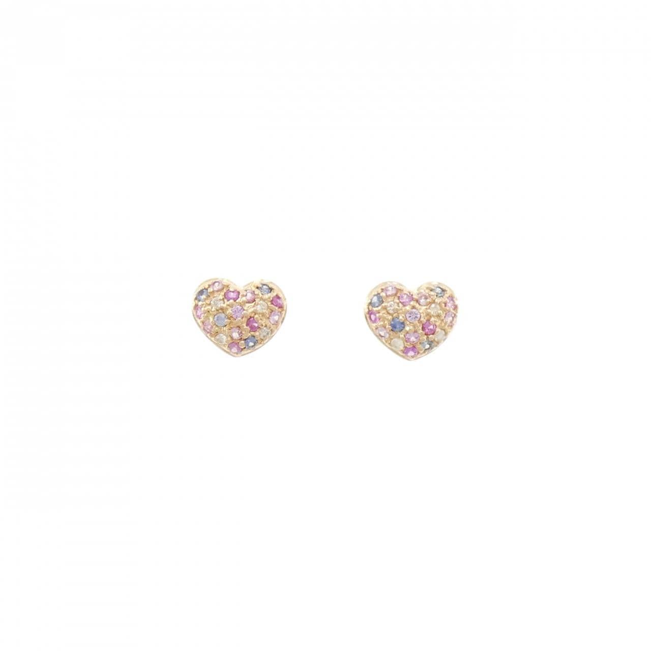 K18PG Heart Sapphire Earrings