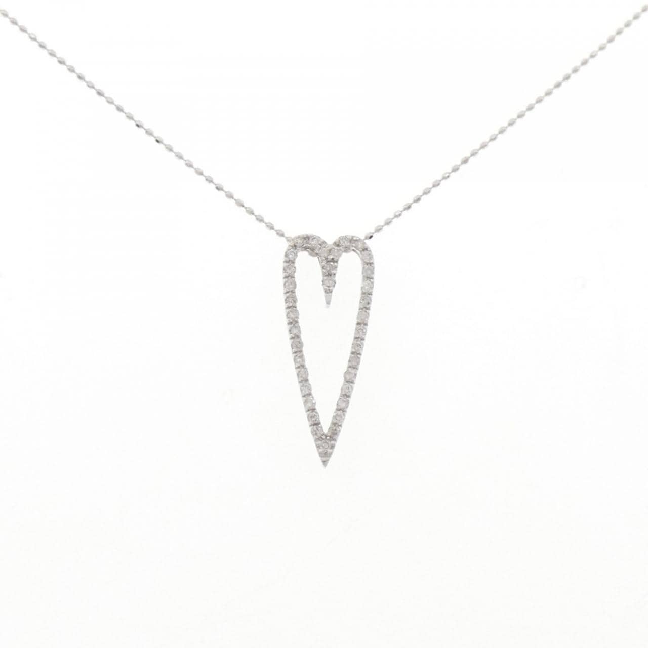 K18WG ハート ダイヤモンド ネックレス 0.18CT