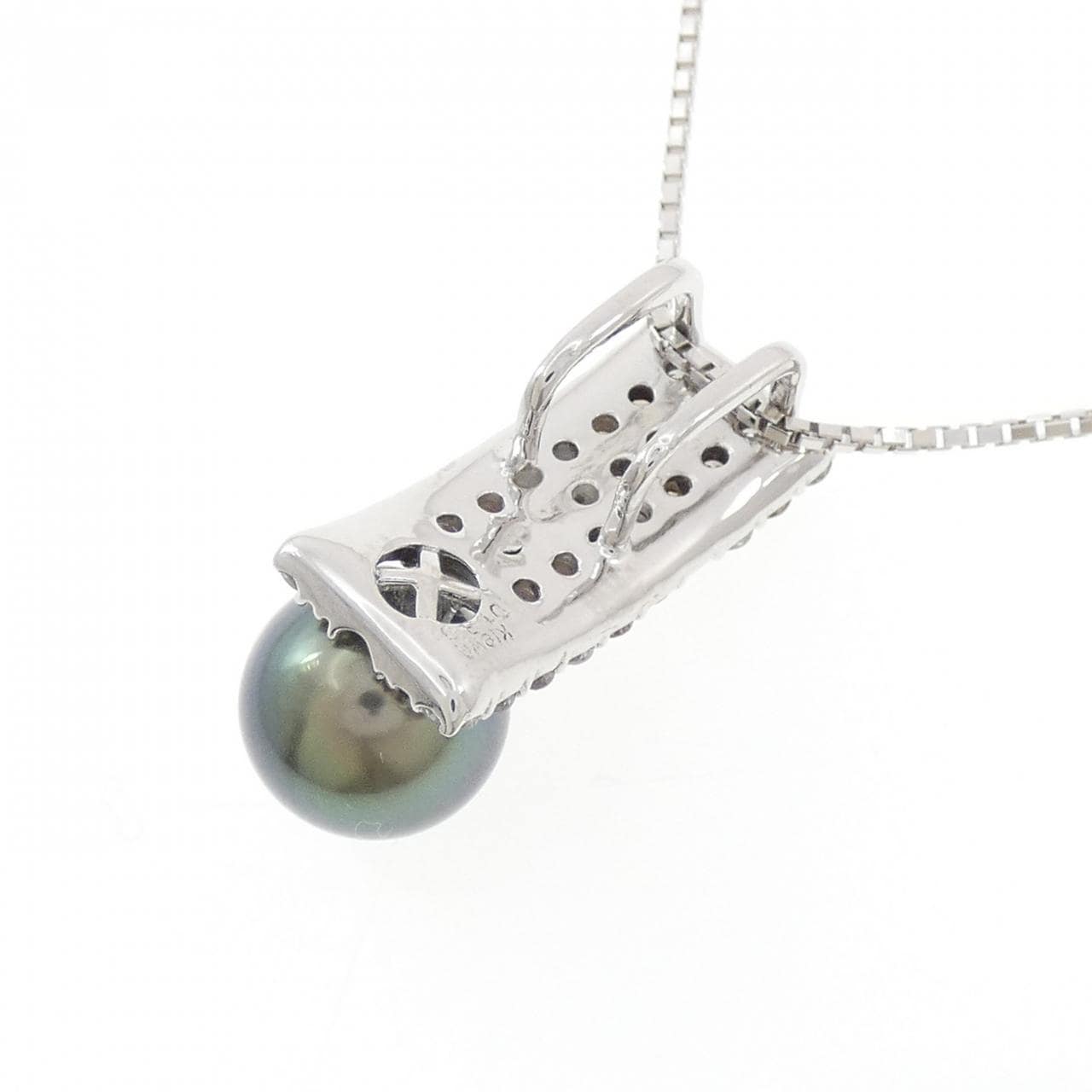 K18WG 黒蝶パール ネックレス 9.6mm