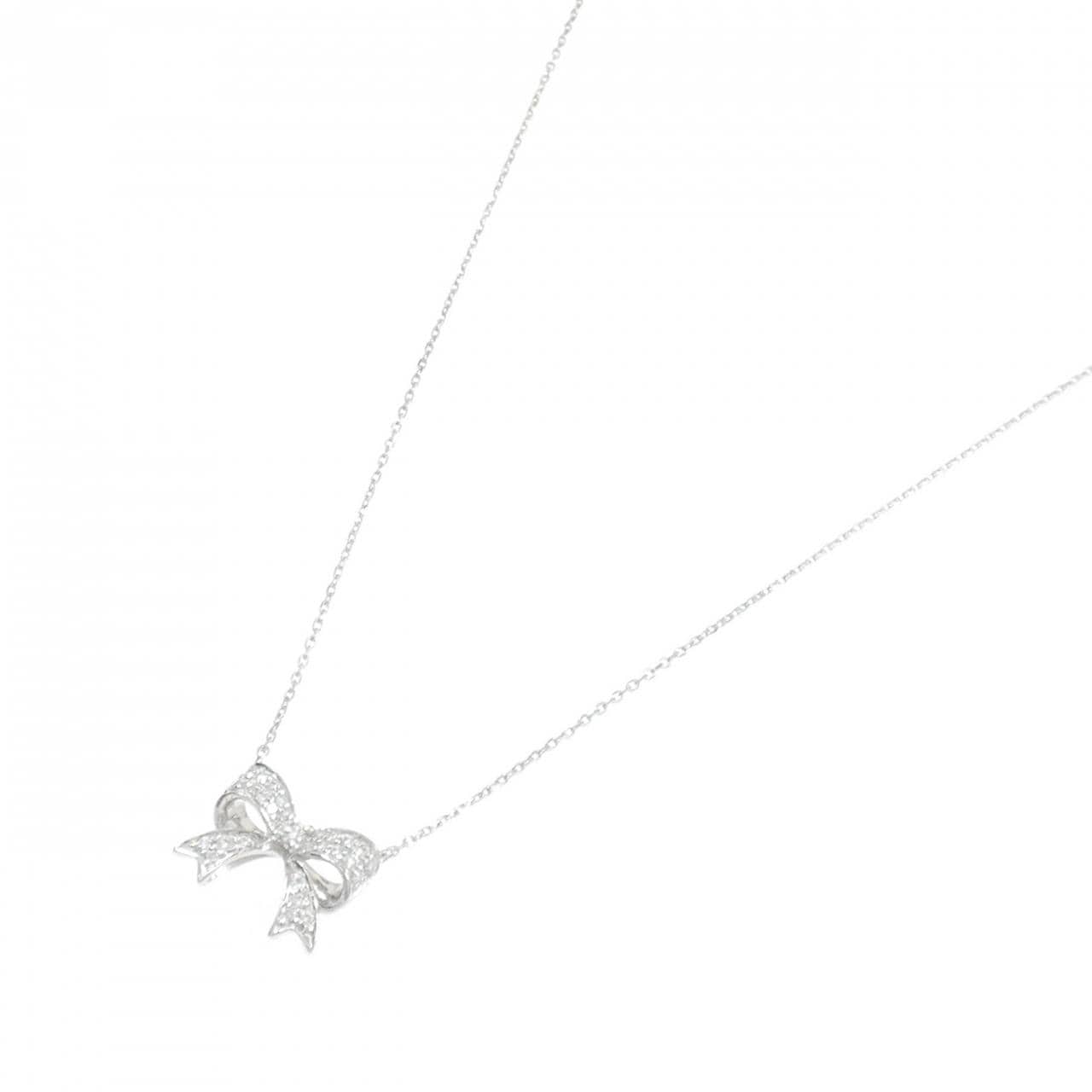 750WG リボン ダイヤモンド ネックレス 0.10CT