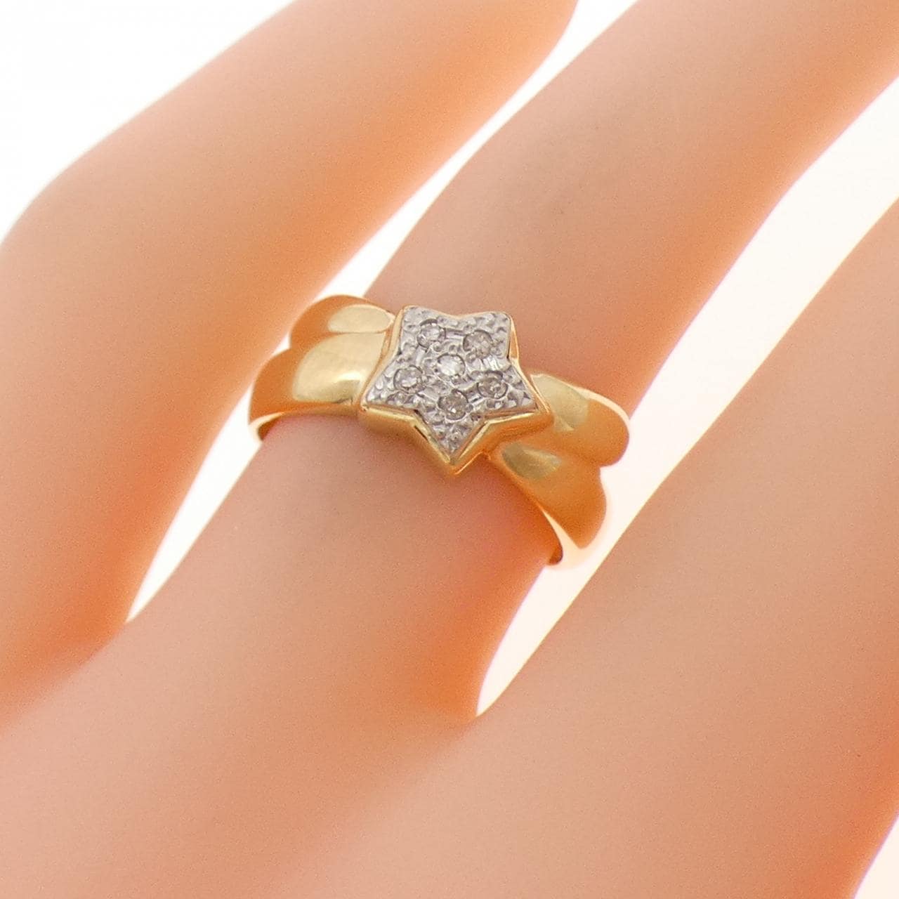 K18YG/PT900 スター ダイヤモンド リング