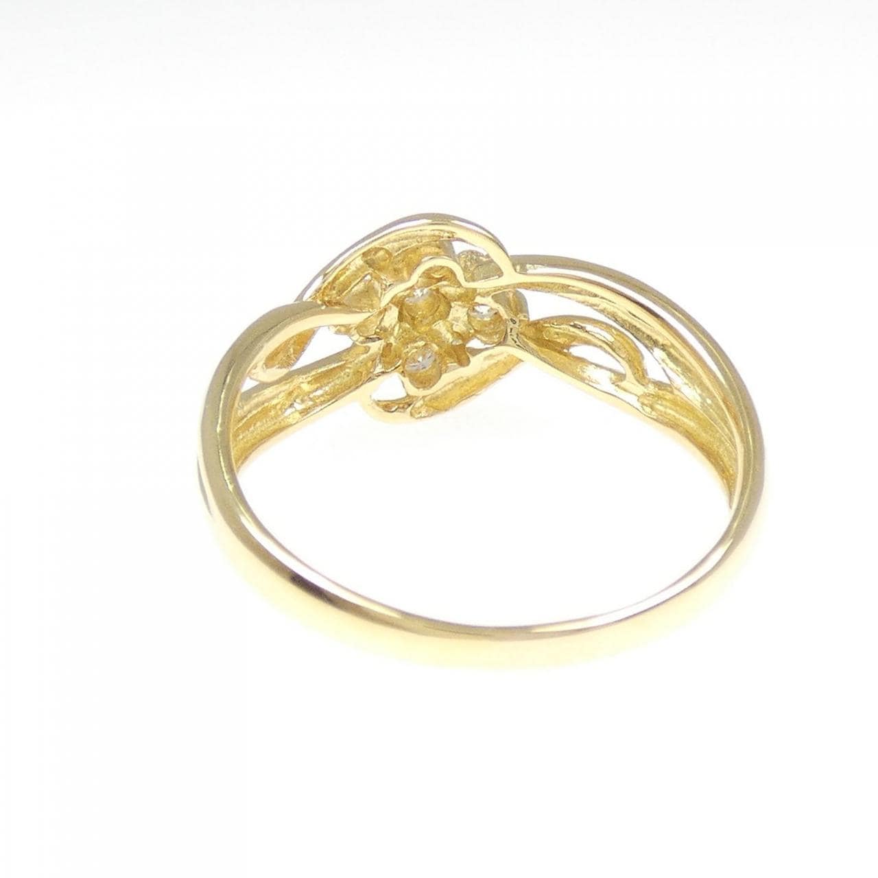 K18YG フラワー ダイヤモンド リング 0.20CT