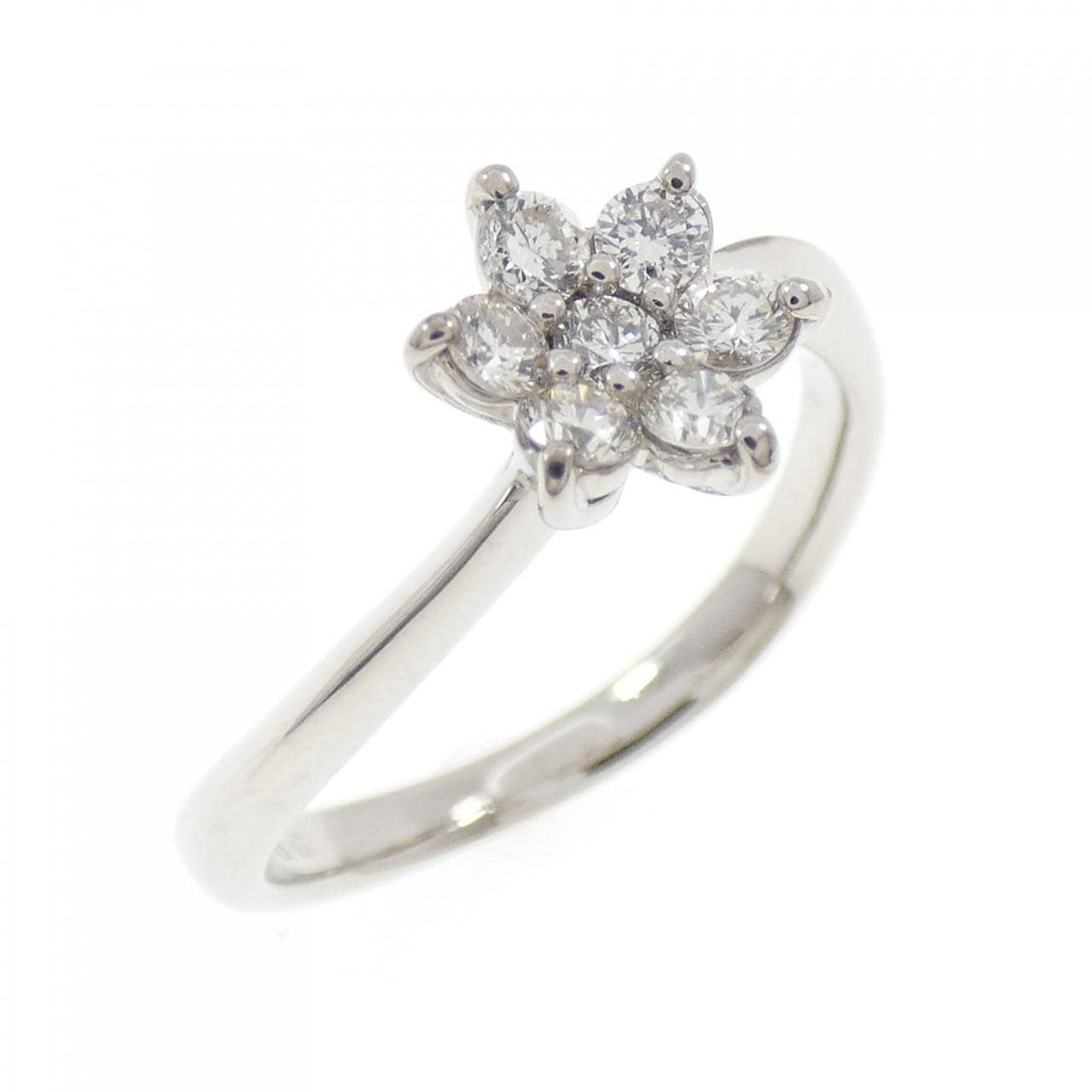 K18WG フラワー ダイヤモンド リング 0.30CT