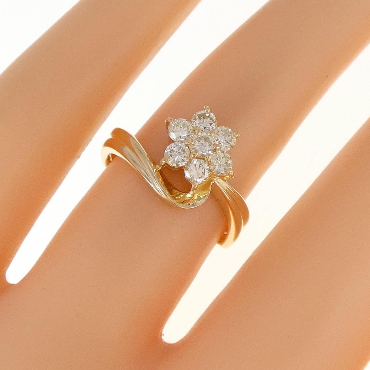K18YG フラワー ダイヤモンド リング 0.50CT