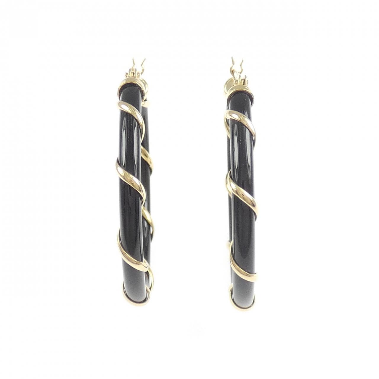 K18YG オニキス ピアス