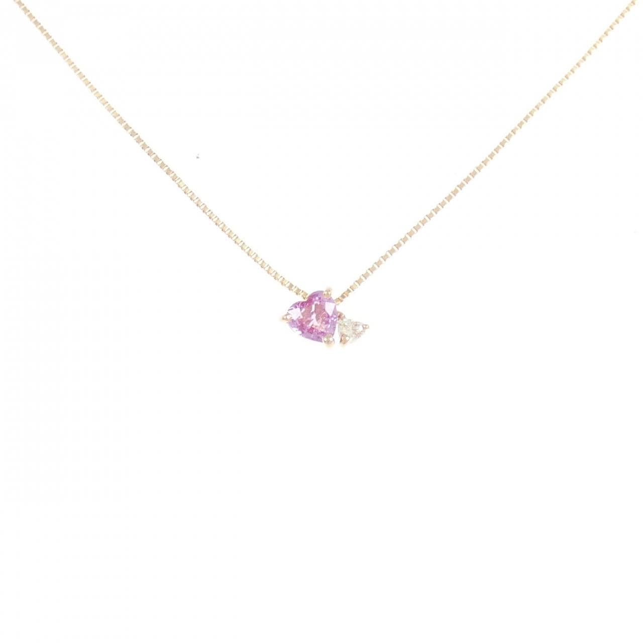 K18PG ハート サファイヤ ネックレス 0.43CT
