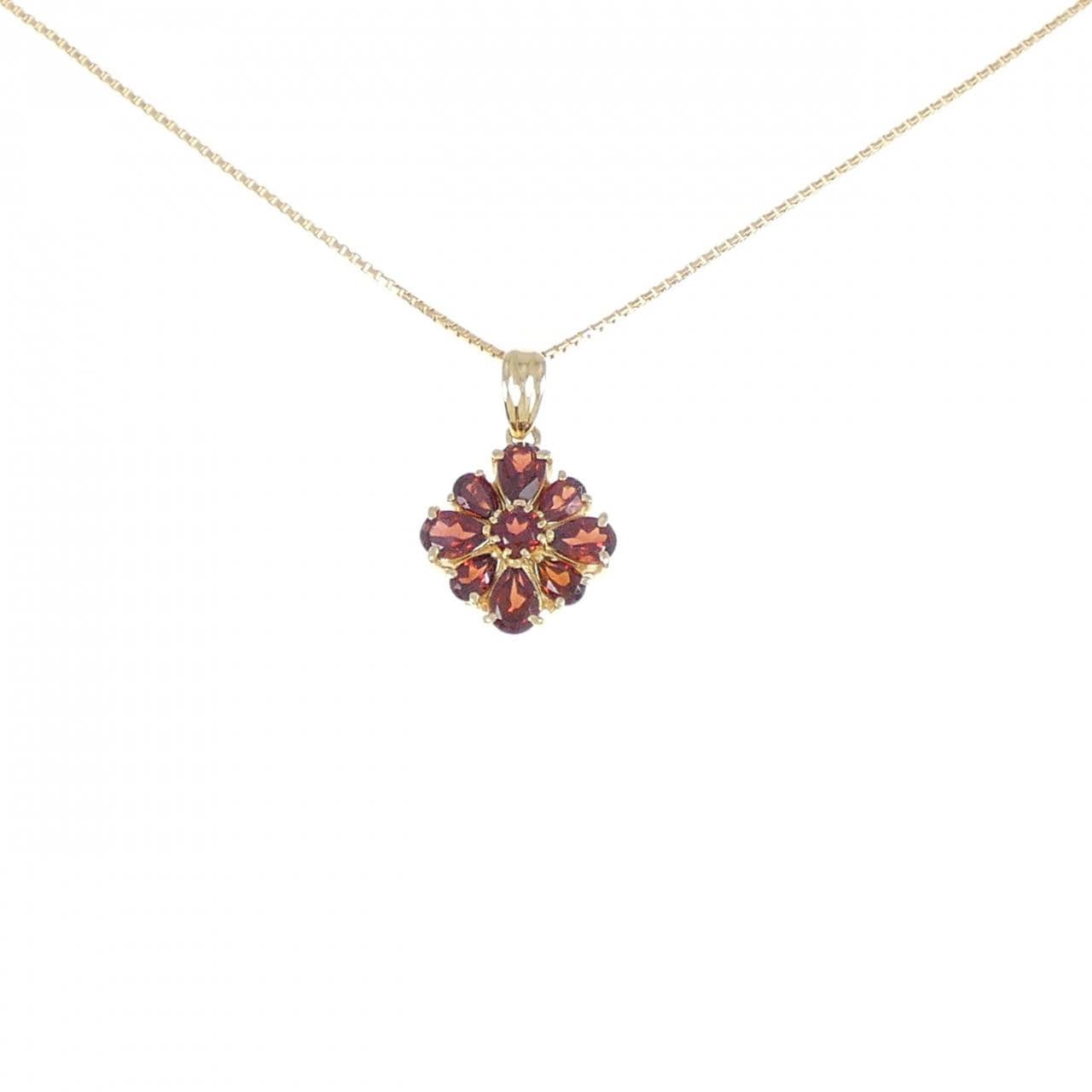 K18YG flower Garnet necklace