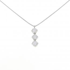 PT900/PT850 スリーストーン ダイヤモンド ネックレス 1.02CT