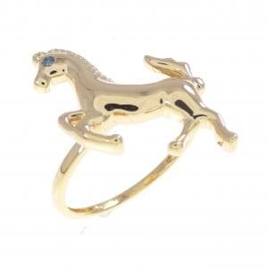 K18YG ホース ダイヤモンド リング 0.01CT
