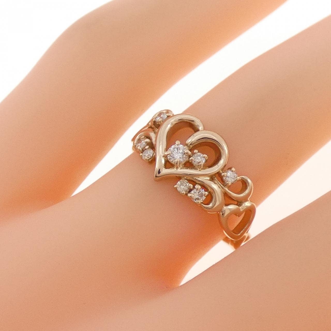 K18PG ハート ダイヤモンド リング 0.15CT