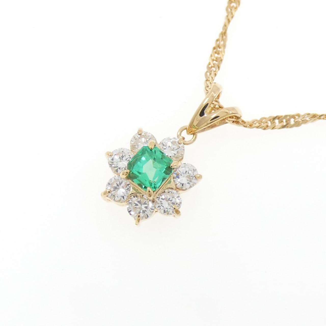K18YG エメラルド ネックレス 0.32CT