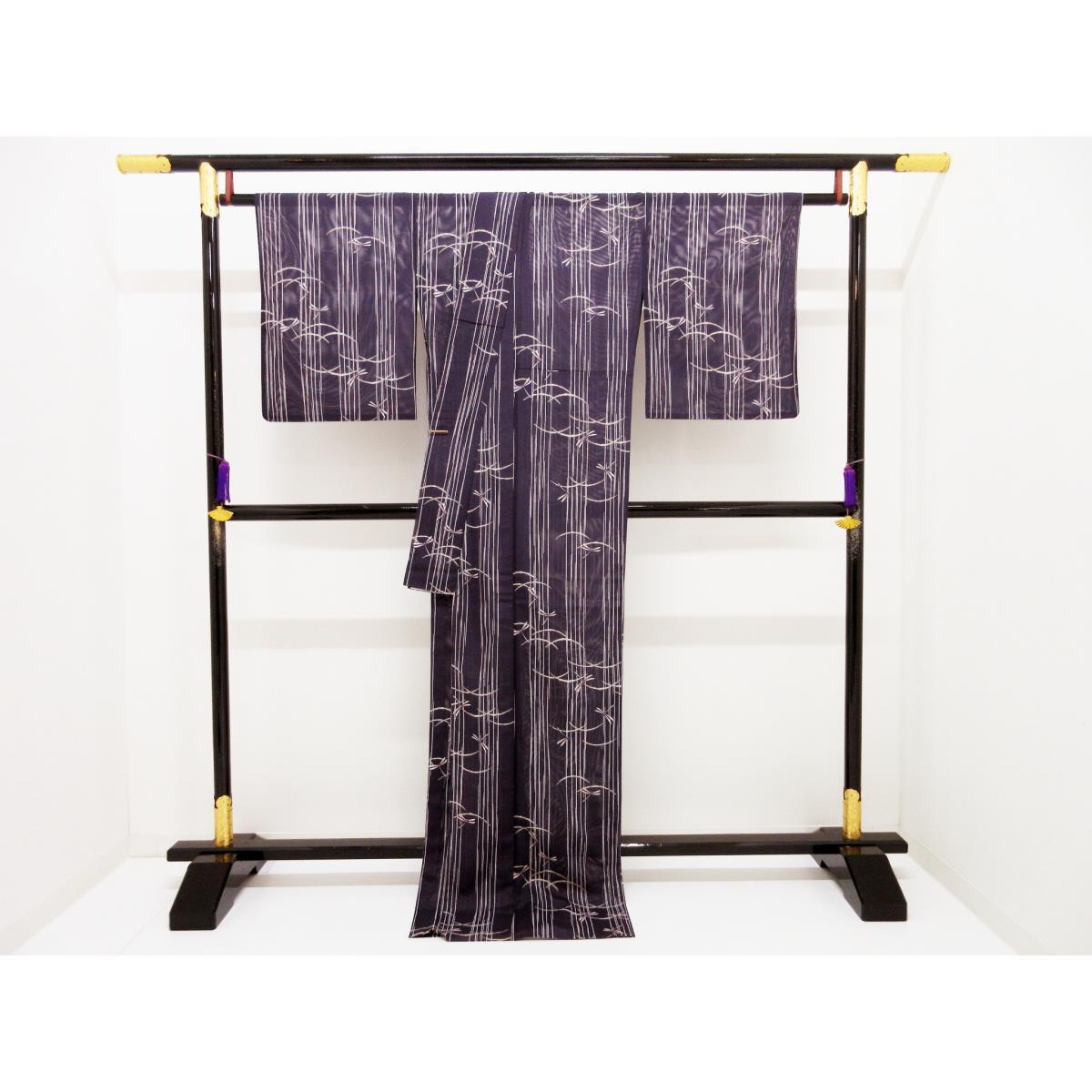 化繊　単衣　絽織小紋