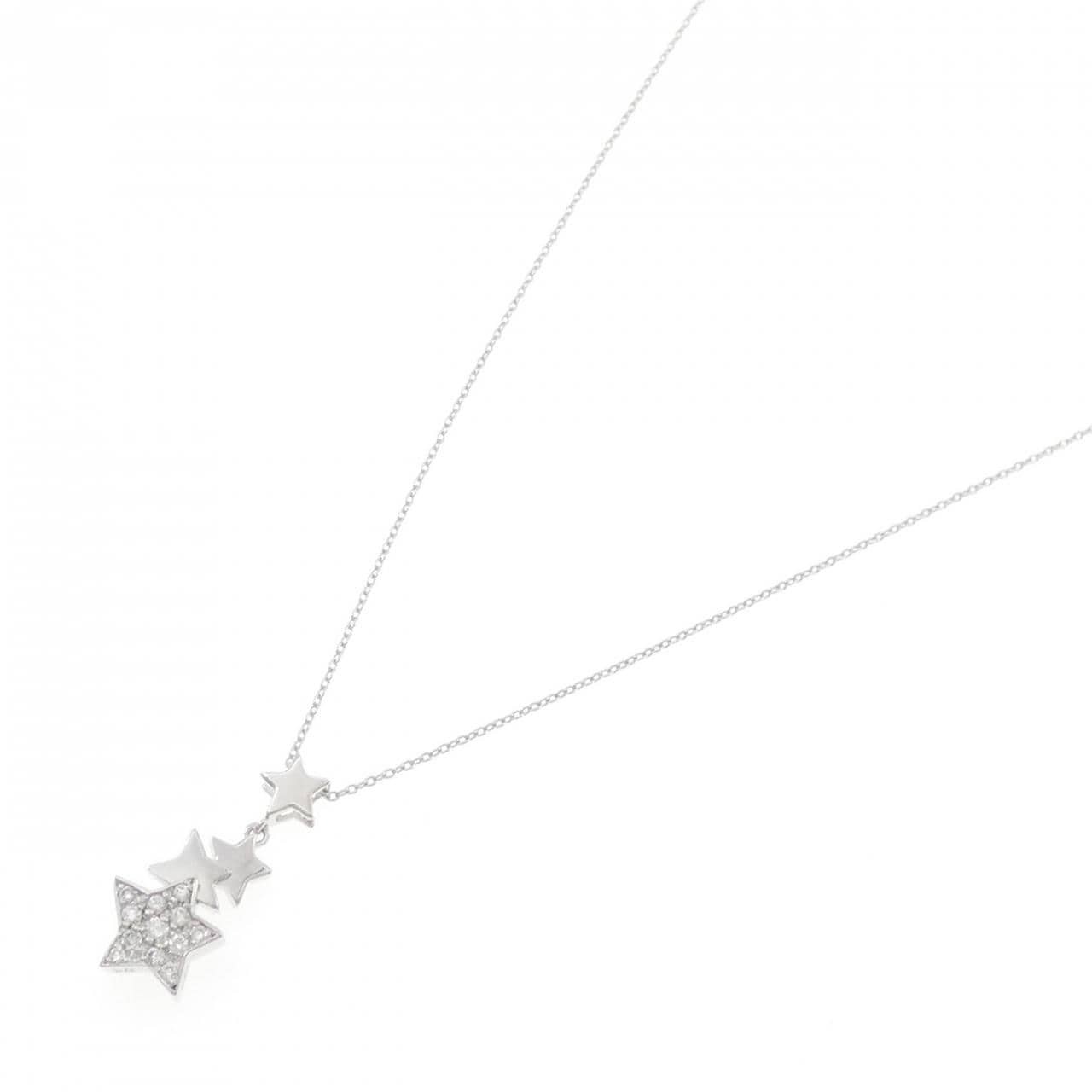 K18WG スター ダイヤモンド ネックレス 0.20CT