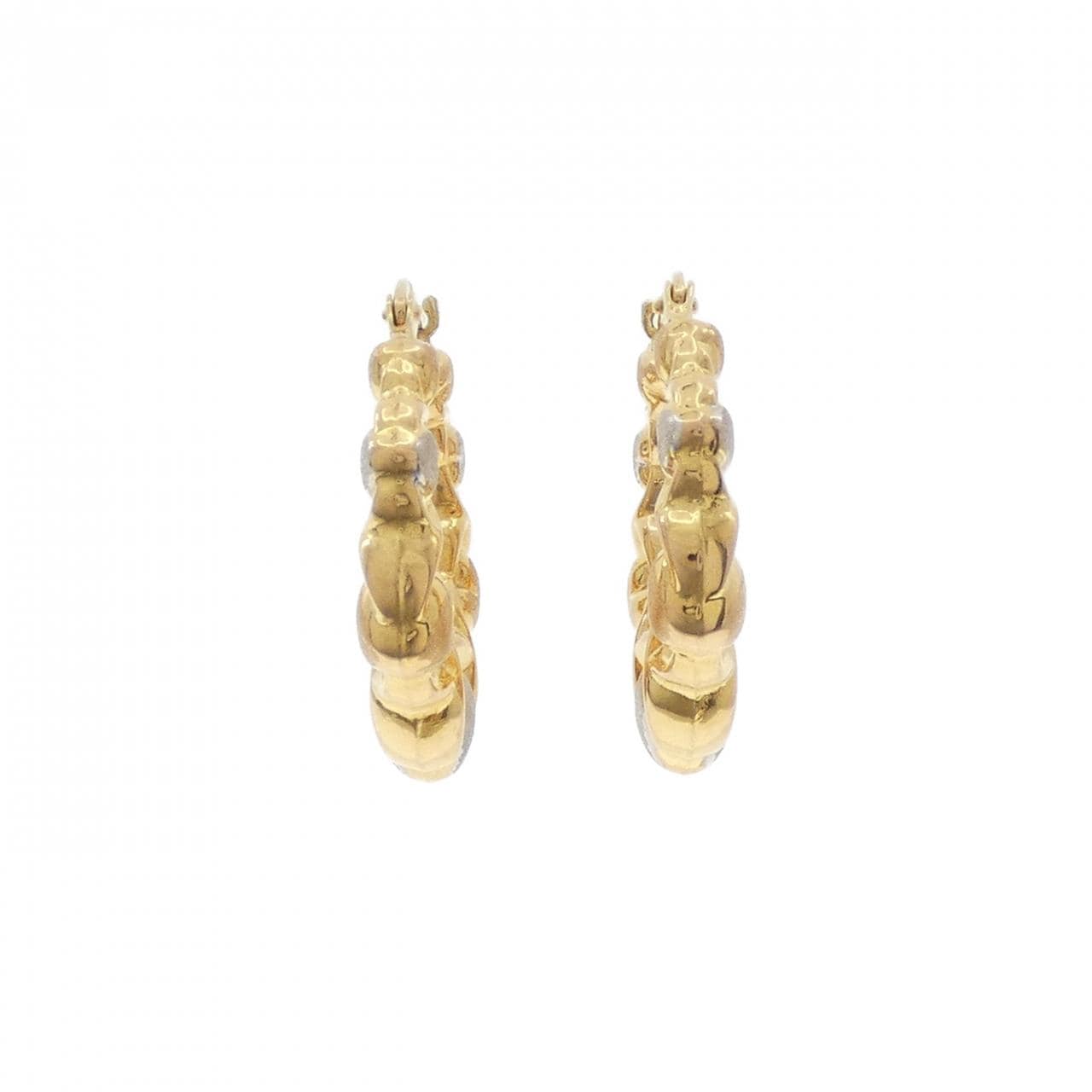 K18スリーカラー ハート ピアス