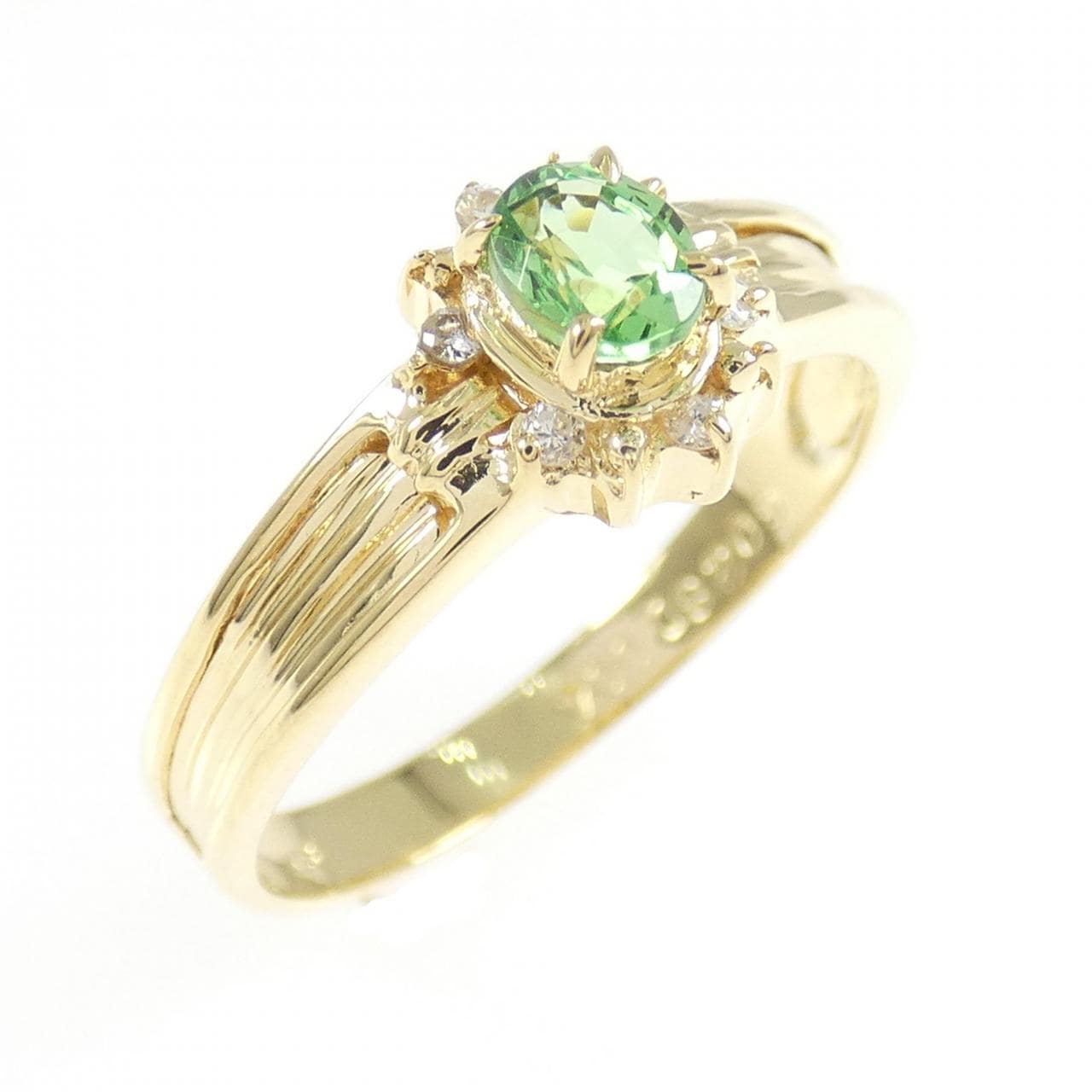 K18YG グリーンガーネット リング 0.28CT