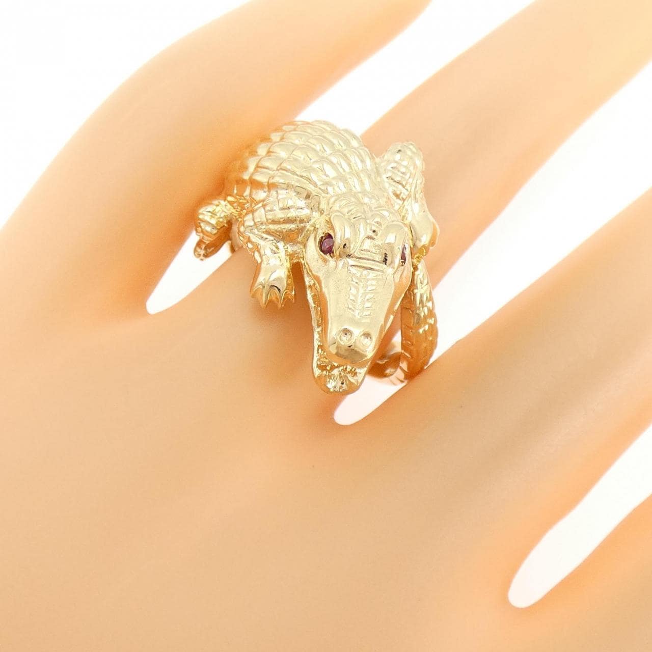 K18YG クロコダイル ルビー リング 0.04CT