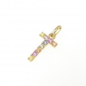 【新品】K18YG クロス サファイヤ ペンダント 0.14CT