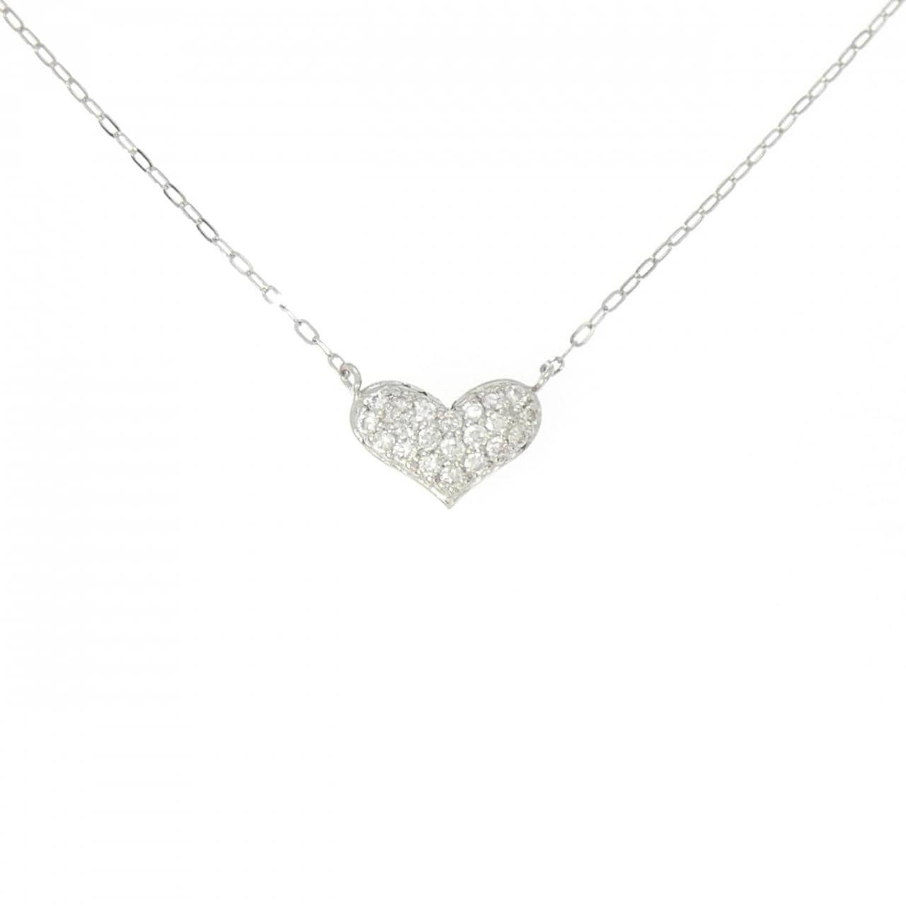 PT900/PT850 ハート パヴェ ダイヤモンド ネックレス 0.20CT