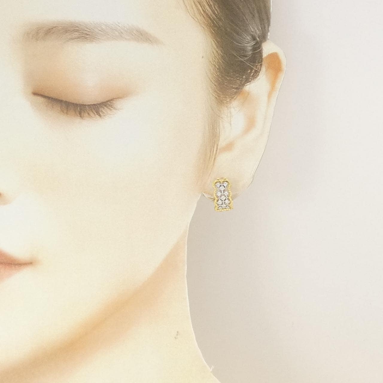 K18YG/PT900 ダイヤモンド ピアス 0.10CT
