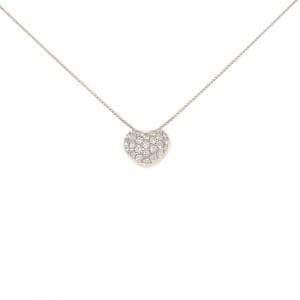 K18PG ハート パヴェ ダイヤモンド ネックレス 0.55CT