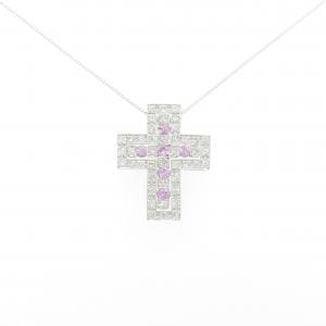 K18WG 2WAY クロス サファイヤ ネックレス 0.45CT