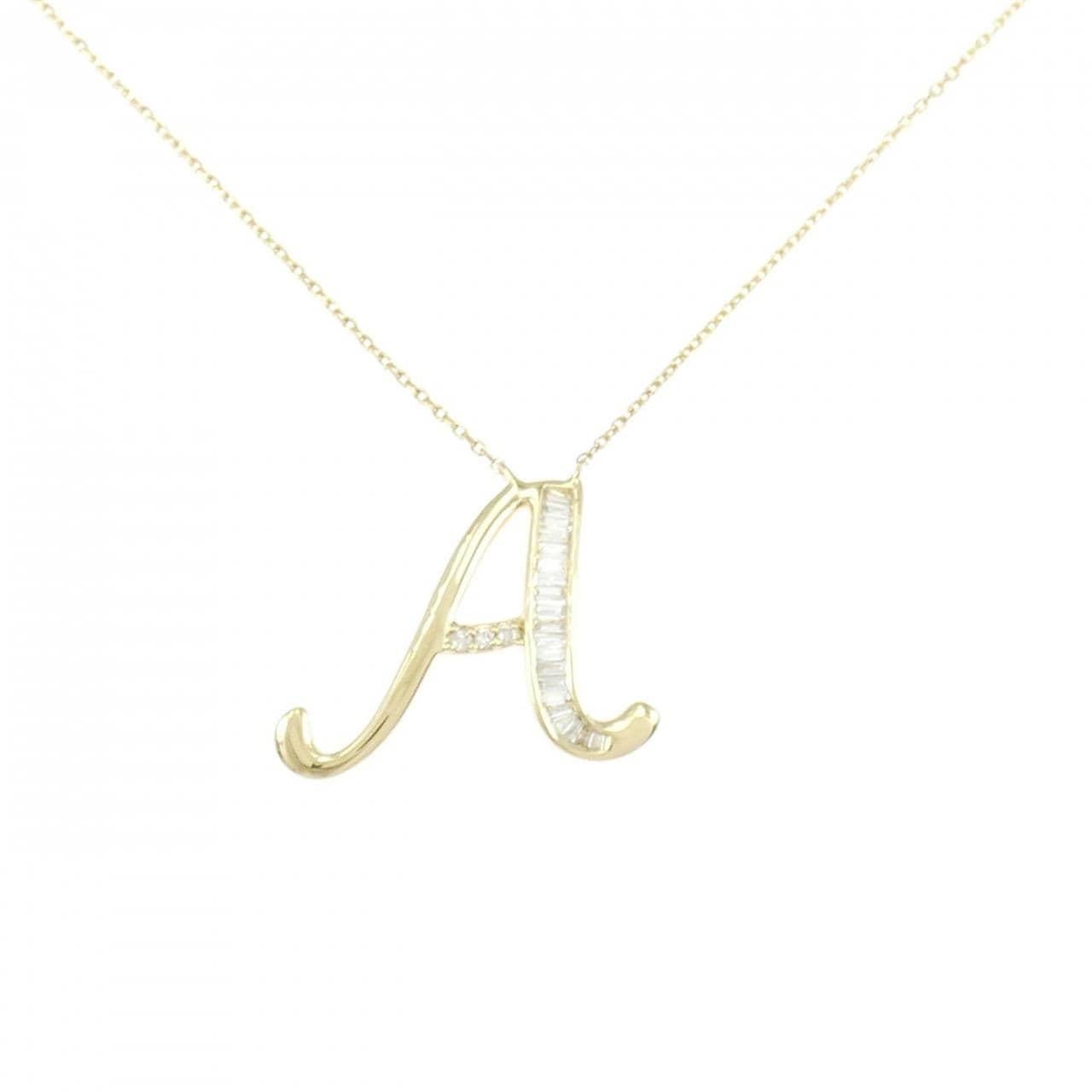 K18YG Initial A Diamond Necklace 0.15CT