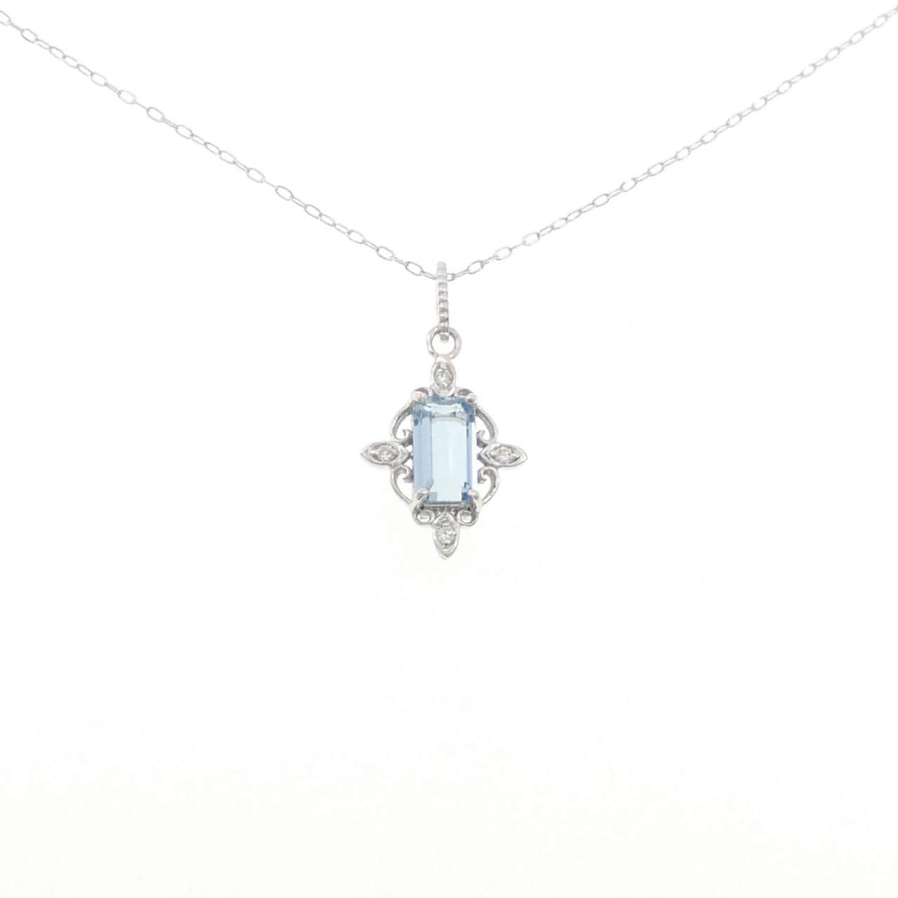 K18WG アクアマリン ネックレス 0.57CT