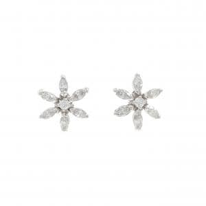 K14WG フラワー ダイヤモンド ピアス 1.040CT