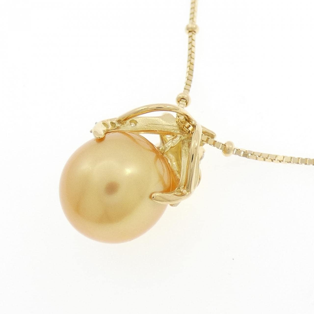 K18YG 白蝶パール ネックレス 11.4mm