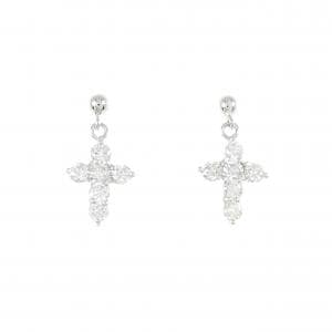 PT900 クロス ダイヤモンド ピアス 0.60CT