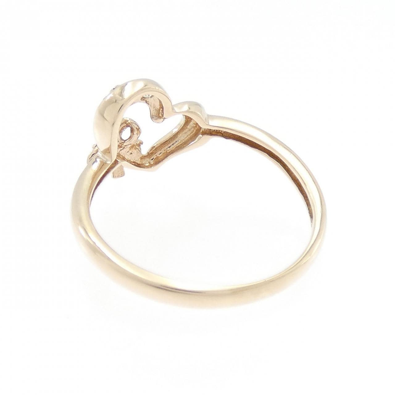 K10PG ハート×リボン カラーストーン リング