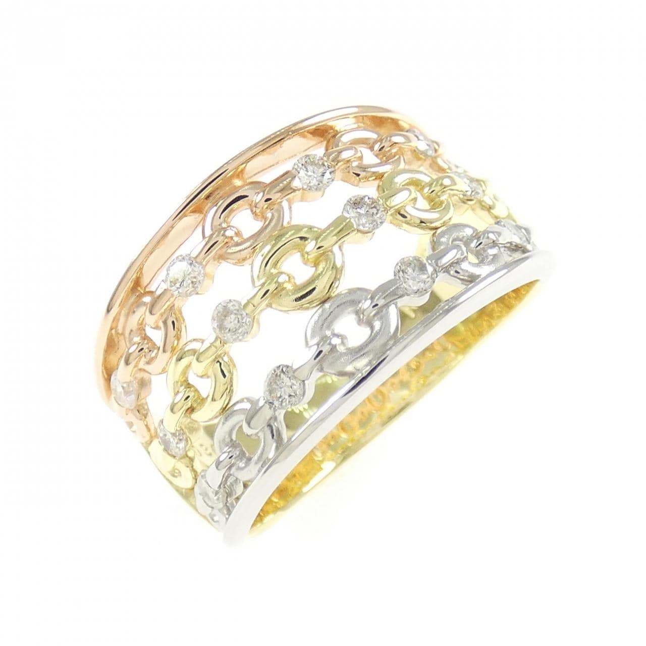 K18YG/PT900/K18PG ダイヤモンド リング 0.30CT