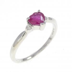PT900 ハート ルビー リング 0.63CT