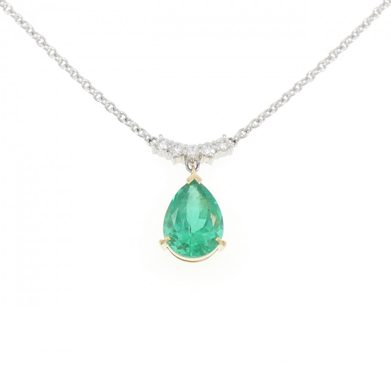 K18YG/PT850 エメラルド ネックレス 4.20CT コロンビア産