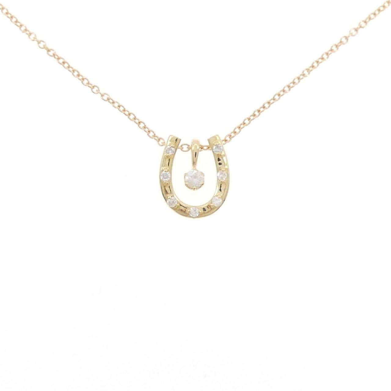 K18YG ホースシュー ダイヤモンド ネックレス 0.05CT