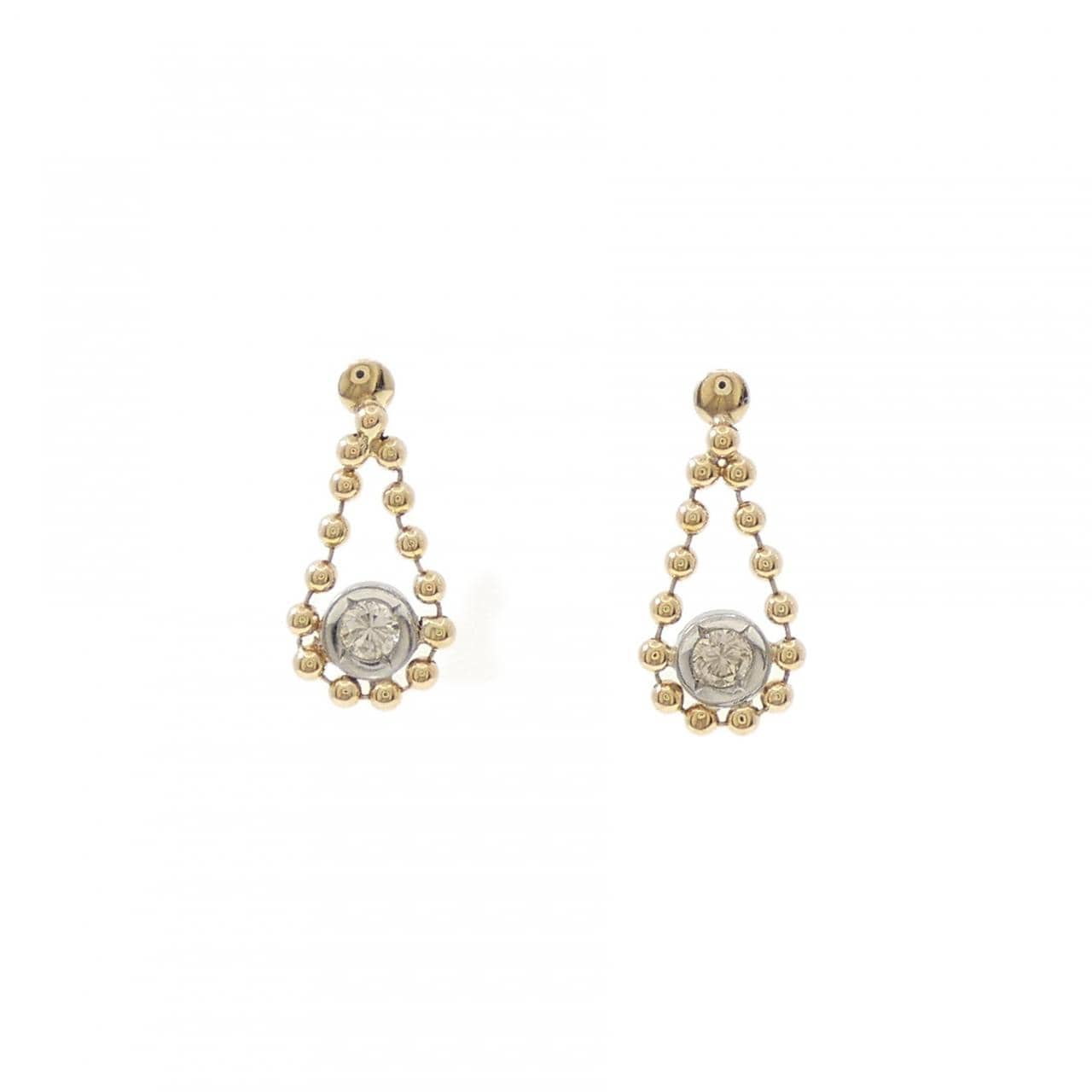 K18YG/PT900 ダイヤモンド ピアス 0.10CT